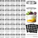 CycleMore 4oz Clear Mason Jars Small Glass Jar With Silver Separable Lids Mini Canning Jars for for Honey, Jam, Jelly, Wedding Favors, Kitchen Food Storage, Set of 40