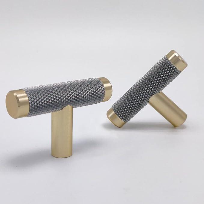 12 Pack 5 Inch 128 mm Barrel Cabinet Pulls Gold and Grey Cupboard Aluminum Handles Drawer Pull Cabinet Handles (Gold and Grey T)