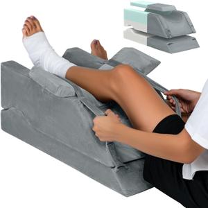 LightEase Adjustable Leg Pillow, Leg Elevation Pillows for After Surgery, Memory Foam Knee Hip Ankle Support for Pain Relief, Recovery, Blood Circulation, Swelling, Injury, Rest, adjustable sigle leg