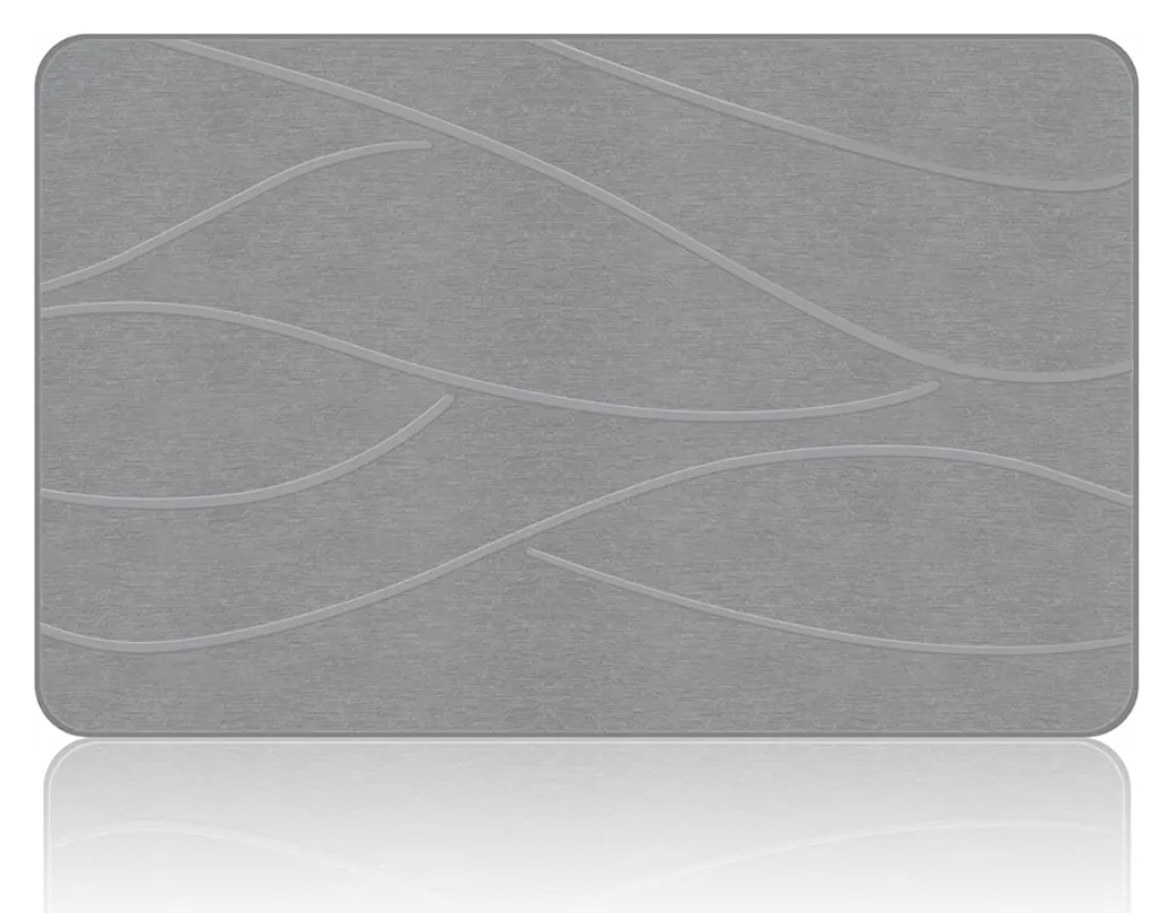 Stone Bath Mat Diatomaceous Earth Shower Mat Non-Slip Super Absorbent Diatomite Stone Bath Mats for Bathroom Floor Quick Drying Natural Easy to Clean(23.6''×15.4" Gray)