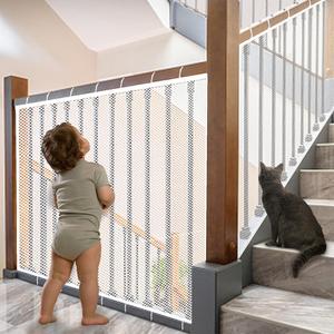 Baby Gate for Stairs, Banister Guard for Kids, Pets, Toys, 59ft L x 2.66 ft H, Mesh Netting Safety Net for Balcony Rail Stair, Stairway Net Baby Safety Products for Indoor & Outdoor (White)