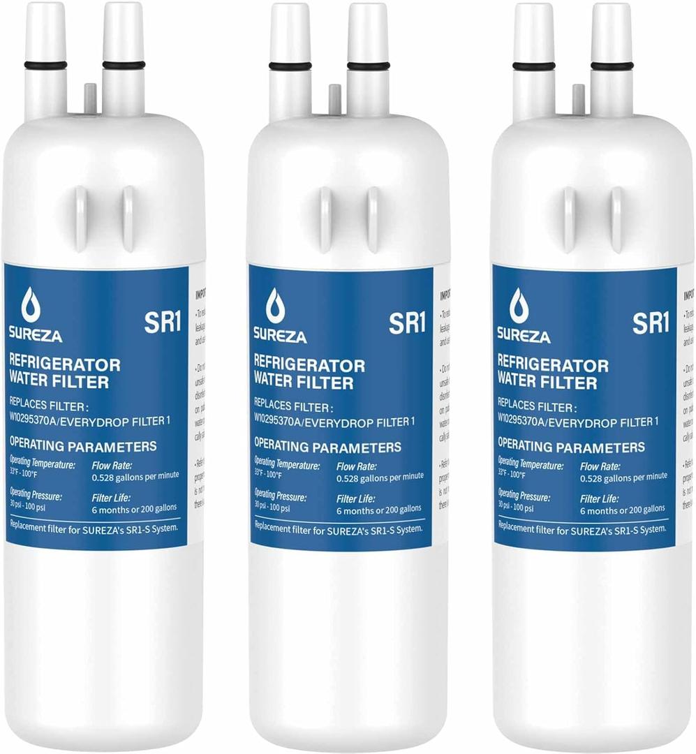 Refrigerator Water Filter Compatible with Everydrop Filter 1, EDR1RXD1, W10295370A, WHR1RXD1, P8RFWB2L, W10295370, EDR1RXD1B, P4RFWB, Kenmore 46-9081, 46-9930, 3Pack