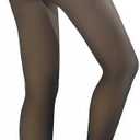 Caprilite Fleece Lined Tights Women -Fake Translucent Thermal Pantyhose Leggings,Sheer Warm Thick Tights for Winter, Size S