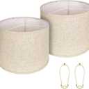 Large Lampshades Set of 2 Drum Lamp Shades 15" Top X 15" Bottom X 12" High, Large Lamp Shade Spider Fitter Brown Lampshades Come with 10" Height Gold Lamp Shade Holder Set of 2 Easy Assembly Required