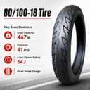 80/100-18 Street Tire for Scooter Moped, 54J Speed Rating