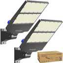Dimgogo LED Parking Lot Light 300W, UL Listed 45,000LM 6500K Light with Dusk to Dawn Photocell, Adjustable Arm Mount, IP66 Waterproof, Commercial LED Area Security for Parking Lot, Roadway, 2 Packs