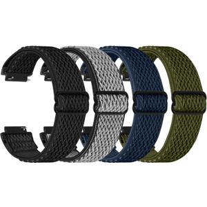Elastic Quick Release 18mm Watch Bands Compatible with Garmin Venu 3S/Venu 2S/Vivoactive 4S/Vivomove 3S/Forerunner 255S/255S Music/Forerunner 265S, Adjustable Stretchy Nylon Loop Replacement Straps (Black+Gray+Blue+Green)