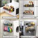 Aufworld Magnetic Spice Rack for Refrigerator, 2 Pack Magnetic Shelf, Fridge Magnet Organizer with Moveable 4 Hooks, Magnetic Fridge Shelf for Kitchen Organization and Storage (2 Pack)