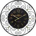 24 Inch Vintage Iron Metal Wall Clock, French Elegant Retro Decor, Large Farmhouse Wall Clock, Silent Battery Operated Wall Clocks for Living Room Kitchen Bedroom