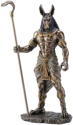 Veronese Design 10 7/8 Inch Egyptian God Anubis Holding Cobra Scepter Cold Cast Resin Bronze Finish Statue Home Decor