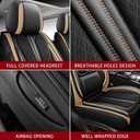 Seat Covers for Front Seat,Nappa Leather Car Seat Covers,Waterproof Universal Fit Car Seat Cushion,2 PCS Automotive Seat Protector for Most Sedans SUV Pick-Up Truck Sedans，Black&Beige