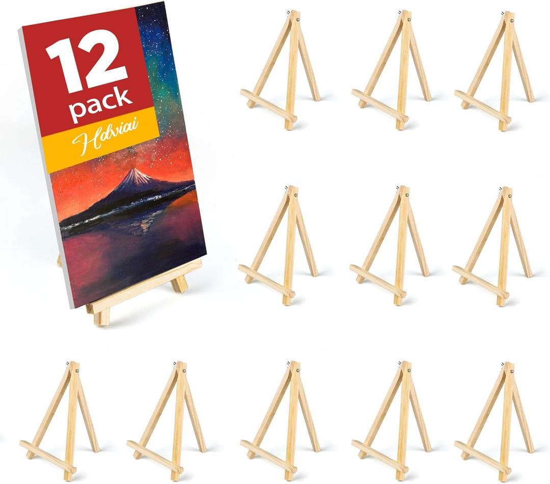 12PCS Wood Easels - 9.4" X 6.3" Tabletop Easels - Easel Stand for Painting Canvases, Arts and Crafts, Tripods, Student Party Painting Easels, Portable Canvas Photo Picture Sign Holders