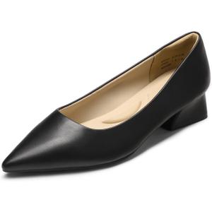 DREAM PAIRS Women's Chunky Heels Closed Toe Low Block Work Shoes Pointed Toe Dress Comfortable Wedding Pumps (7, Black-pu)