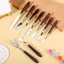 27 Pcs Palette Knife Set, Stainless Steel Painting Knife Set Wood Handle Palette Knives Paint Spatula Pallet Knives for Acrylic Paint Tools for Canvas Oil Painting Mixing and Texturing