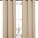 NICETOWN Room Darkening Draperies Window Curtain Panels, Thermal Insulated Grommet Room Darkening Curtains for Bedroom (Biscotti Beige, 2 Panels, W34 x L54 -inch)