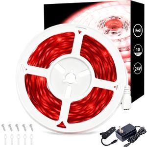 Red 10 Foot Led Lights Strip Indoor Rope Lights Easy DIY Cuttable Strip Lights for Wine Cabinet Bar Room Bathroom Living Room Kitchen Ceiling Wall Vanity Mirror Decor
