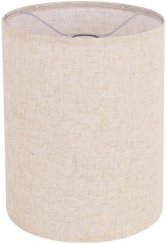 Beige Linen Tall Drum Lampshade, 10" Top x 10" Bottom x 13" High Lamp Shade, Lamp Shade Replacement for Table and Floor Lamps, Pendant Light, Handcrafted Lampshade, Easy Assembly