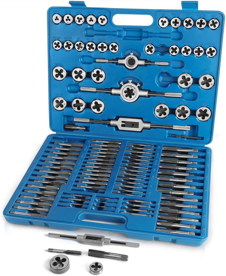 Only 106 PCS Metric Tap and Die Set, M2-M18 Rethreading Kit for Making Screw Threads for Cutting External and Internal Thread Threading with Storage Case