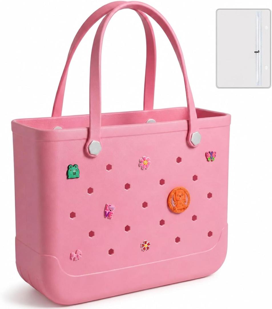 Large Sandproof Waterproof Beach Tote for Women, Travel Gym Pool Bag + Waterproof Pouch, Easy-Clean, Holds Towels Clothes ﻿