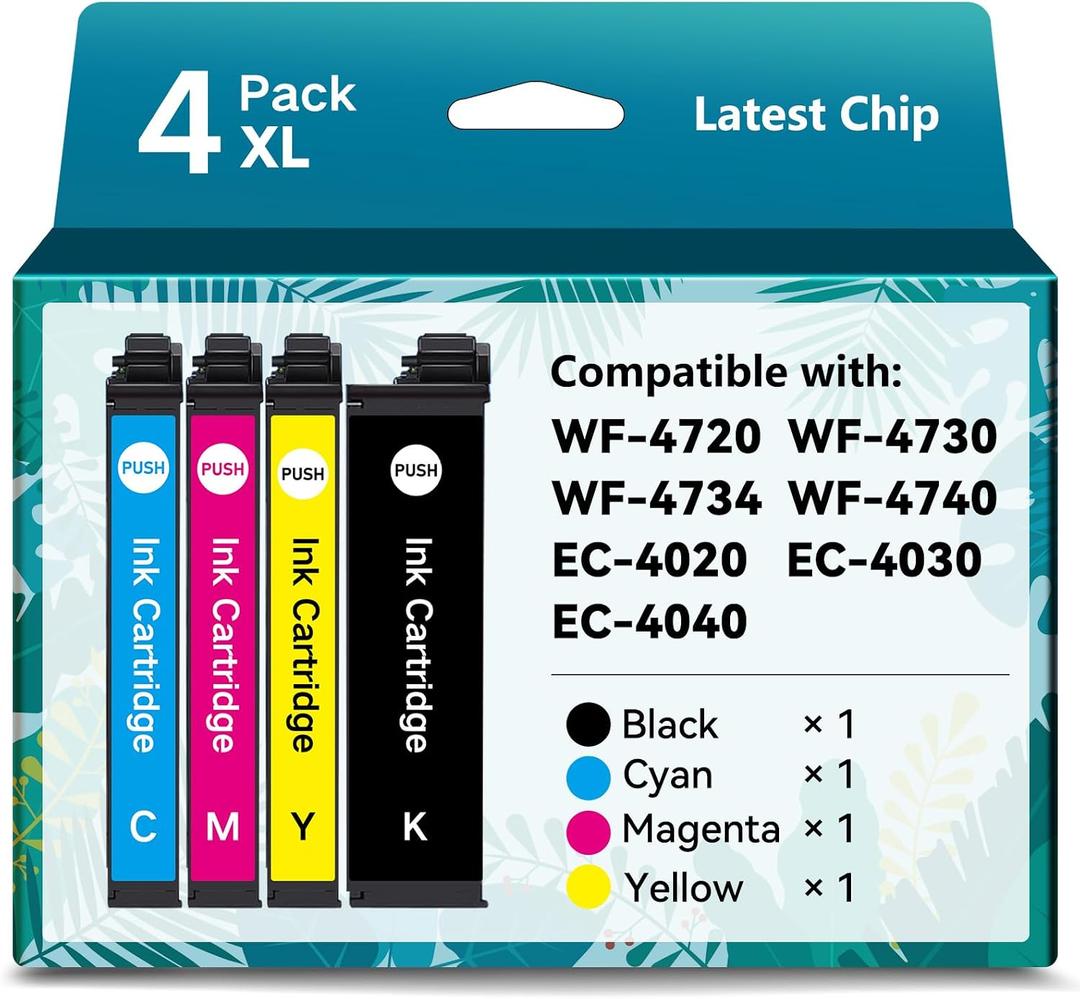 Remanufactured Ink Cartridges for Epson 802XL Ink Cartridges for T802 T802XL High Yield for Epson Workforce Pro WF-4740 WF-4720 WF-4734 WF-4730 EC-4020 EC-4030 EC-4040 (4 Pack)