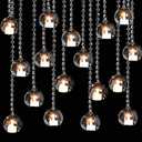 3.15'' Hanging Glass Tealight Holder Globe and Clear K9 Crystal Garland Strands, Hanging Glass Terrarium Containers for Wedding Party Tree Decoration(17 Pcs)