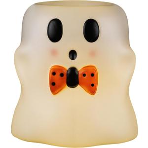 Mr. Halloween 18 in Ghost Candy Bowl with LED Lights, Blow Mold Trick or Treat Holder, Vintage Inspired Light Up Candy Dish