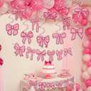 Pink Bow Birthday Decorations,Bow Banner and Hanging Swirls Decor for Coquette Baby Shower Bridal Bachelorette Party Decor