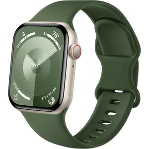 2 x Sport Band Compatible with Apple Watch Band 44mm 45mm 46mm 40mm 42mm 38mm 41mm 49mm, Soft Silicone Waterproof Replacement Strap for iWatch Watch Series 11 10 9 8 7 6 5 4 3 2 1 SE Ultra Women Men (Army Green)