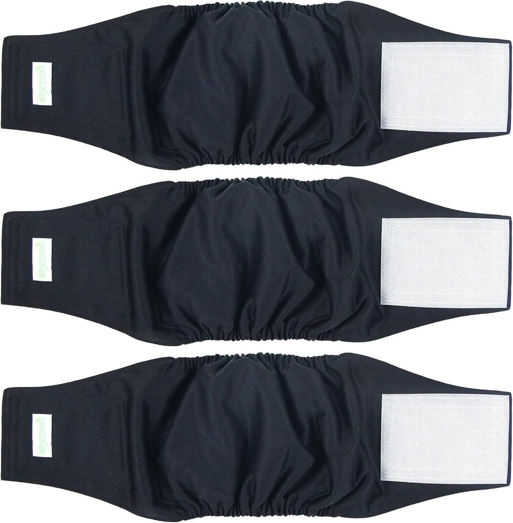 Wegreeco Washable Male Dog Belly Wrap - Pack of 3 - (Black,XX-Large)
