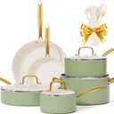 Pots and Pans Set Non Stick - VONIKI Ceramic Cookware Set with Cooking Utensils Set, Non Toxic Kitchen Cookware Sets Dutch Oven Pot with Lid Saucepan Set Saut Pan Frying Pan Set for Cooking Gifts