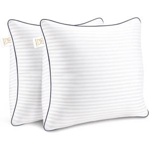 Pillows Insert 18'' x 18'' Set of 2, Soft Decorative Throw Pillows with Luxury Silky Covers for Indoor Couch, Sofa or Bed Decors, White Cushion Sham Stuffer