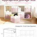 13x15x13 Storage Cube Bins, Heavy Duty Foldable Fabric Storage Bins with Handles and Metal Frame, 6 Pack Large Closet Organizer Bins for Clothes, Socks, Towels, White Pink
