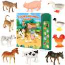 Farm Animals Figures Toys with 10 Realistic Plastic Animal Figurines & Kids Sound Book, Educational Learning Toys Gift for 3 Years Old & Up Toddlers Kids Boys Girls