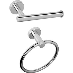 NearMoon 2 Pieces Bathroom Hardware Accessories, Towel Ring and Toilet Paper Holder- Stainless Steel Bath Towel Hanger and Hand Towel Holder, Wall Mounted (Chrome Finish)