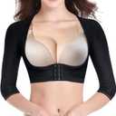 BRABIC Upper Arm Shaper Post Surgical Slimmer Compression Sleeves Posture Corrector Tops Shapewear for Women (Small, Black Half Sleeve)