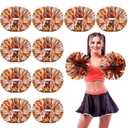 WILLBOND 12pcs Cheerleading Pom Poms Bulk Metallic Foil Cheerleader Pompoms with Baton Handle for Football Basketball Cheering Squad Team Game Sports Dance Party Outfit (Orange and Silver)