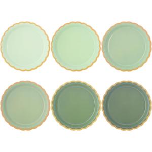 48 Pcs Sage Green Scalloped Party Paper Plates Disposable, 9" Cute Sage Green Dinner Baby Bridal Shower Dessert Birthday Paper Plate for Baby Shower Wedding Party Supplies