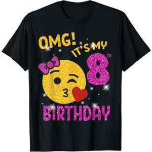 OMG It's My 8th Birthday Girl Cute 8 Yrs Old Birthday Party T-Shirt, S