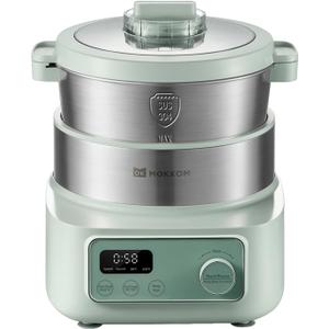 MOKKOM Electric Dough Maker with Proof Dough Function, Microcomputer Timing, 6.34Qt 304 Stainless Steel Bowl, Household Dough Maker Kitchen Flour Kneading Machine, Green