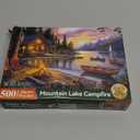 Jigsaw Puzzle for Adults 500 Pieces  500 Piece Puzzle with Scenic Cabin, Interlocking Adult Puzzles, Letter Clues, 1:1 Poster, Home Decor Gift | 20.5 x 15 in (Mountain Lake Bonfire)