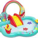 Disney Little Mermaid Inflatable Kids Water Play Center Activity Pool with Slide, Ring Toss, and Ball Toss Game for Kids 2 and Up