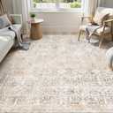 Collive Washable Area Rug 8x10, Neutral Boho Rugs for Living Room Rugs 8x10 Non Slip Farmhouse Modern Bedroom Carpet Stain Resistant Aesthetic Print Accent Floor Mat for Dining Guest Office - Beige