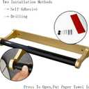 Adhesive Or Drilling 12IN Gold Kitchen Paper Towel Holder Under Cabinet Aluminum Alloy Plastic Spring-Rod Wall Mount Under Counter Insider Door Holds All Paper Towel Rolls