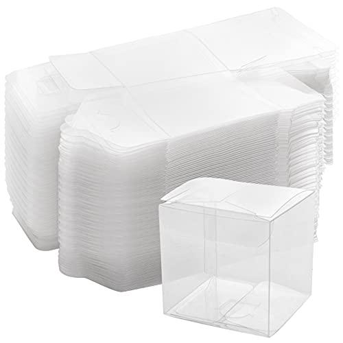 SEUNMUK 50 PCS 4 x 4 x 4 Inches Clear Plastic Gift Boxes, Clear Boxes For Favors, Transparent Gift Box for Wedding, Party and Baby Shower Favors, Thanksgiving and Christmas