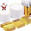 Goodluck 600 Pieces Gold Disposable Plates for 100 Guests, Plastic Plates for Party, Dinnerware Set of 100 Dinner and 100 Dessert Plates, 100 Spoons, 100 Forks, 100 Knives, 100 Cups