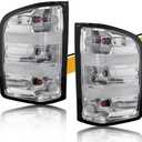 CLERYYE Tail Light Assembly Pair Compatible with Silverado 07-13 1500 | 07-14 2500HD 3500HD, Replaces 25958482 25958483, w/Bulb Harness, Left and Right Side, White Housing Red Border