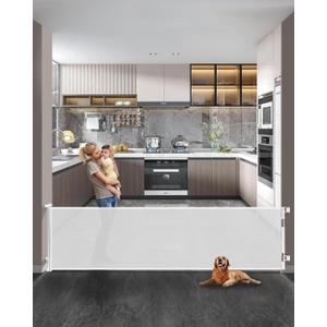 Retractable Baby Gate,Mesh Baby Extra Wide Gate,Extra Long Dog Gate,33" Tall,Large Extends up to 118" Wide,Child Safety Extra Large Gate for Doorways, Stairs, Indoor/OutdoorWhite,33"x118" (33x118 Inch)