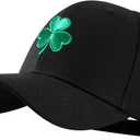 Shamrock Baseball Cap for Men & Women, Lucky Hat, Adjustable Fit, for Irish Clover Accessories, St Patricks Day Hat (Black)