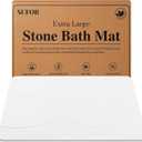 32"x20" Stone Bath Mat, Diatomaceous Earth Shower Mat, Non-Slip Super Absorbent Quick Drying Bathroom Floor Mat, Natural, Easy to Clean (Milky White)