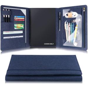 Trifold Planner Cover for Rocketbook Smart Notebook | Fits Letter Size/A4/8.5x11 Inch | Waterproof Portfolio Organizer with File Storage & Accessory Protection (Blue)